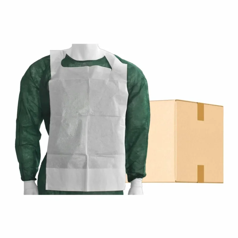 MaiMed Einmal-Esslätzchen mit Auffangtasche zum Binden, weiß, 66x37 cm - 100 St./Pack | Packung (100 Stück)
