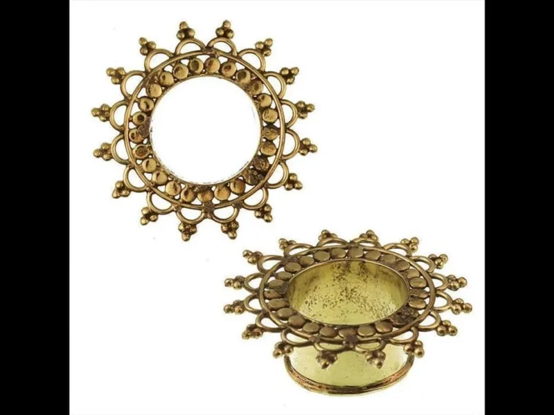 Brass Tunnel antik golden Kreise Bögen Rand nickelfrei Plug Organic Ohrschmuck Messing