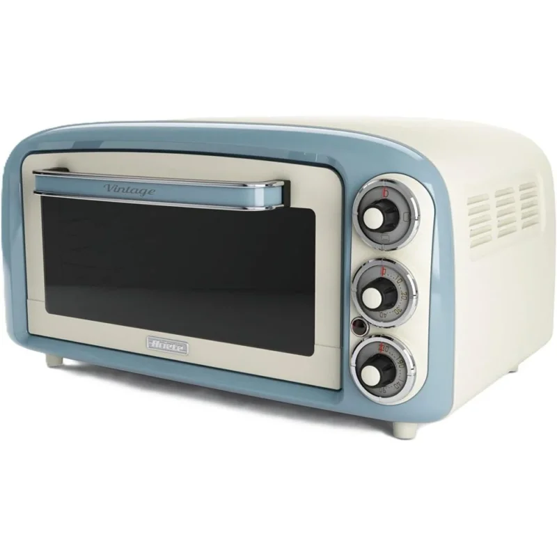 Ariete Vintage Mini Backofen, Blau, 18L Elektrobackofen im Retro-Design, 1380W, 230°C