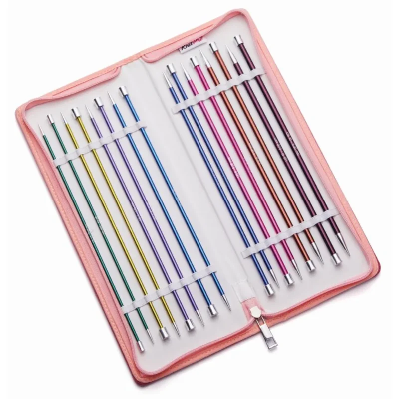 KnitPro Nadelset Jackenstricknadeln ZING Alu 25 cm, 8 Paar 2,5 3,0 3,5 4,0 4,5 5,0 5,5 6,0 mm