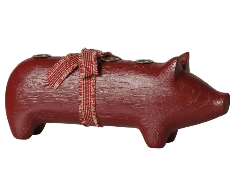Maileg - Kerzenständer Rot Schwein, Medium Advent