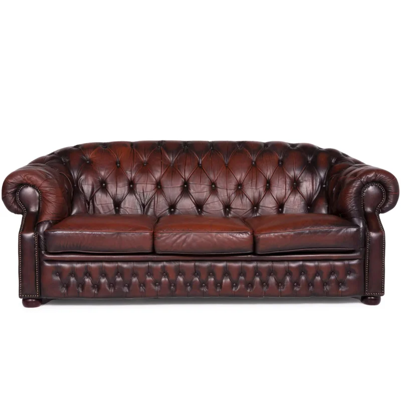 Centurion Leder Sofa Braun Dreisitzer Chesterfield #10477
