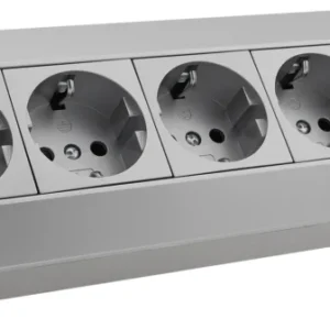 5-fach Steckdosenblock, silber 250V~/ 16A, Aufbaumontage