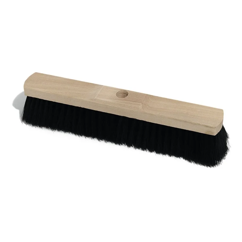 Die Nölle Profi Brush Saalbesen Qualitätsmischung Sattelholz mit Stielloch von Nölle Profi Brush Bürsten- & Pinseltechnik e.K. hat schwarze Borsten und ein Stielloch, abgebildet auf weißem Hintergrund.