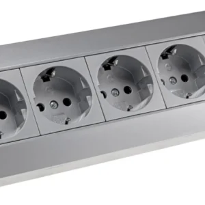 4-fach Steckdosenblock, USB-A+C, silber 250V~/ 16A, Aufbaumontage, USB 3,1A, PD