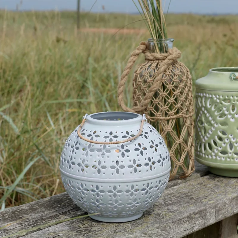Chic Antique – Windlicht in Sky Blue mit Muster