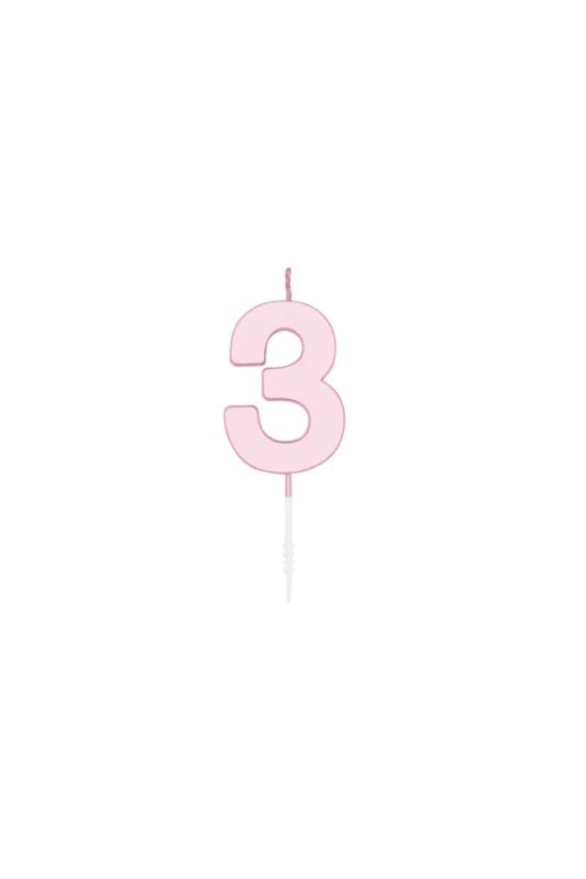 3 Jaar Kaars Roze Pastel 4,5cm van WeFiesta koop je bij Partywinkel