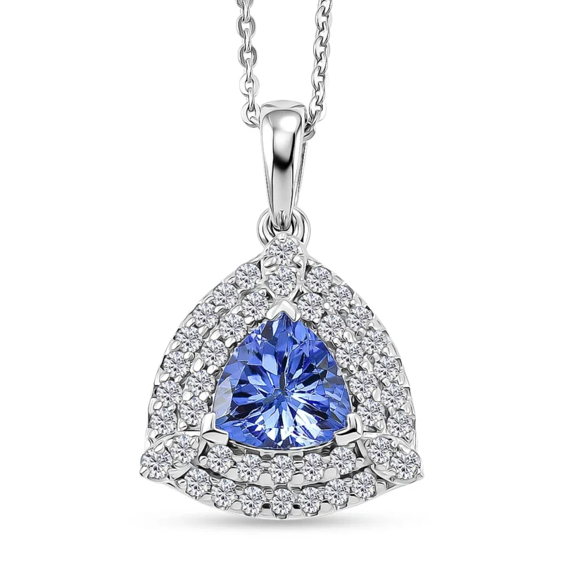 D'Joy AA Tansanit, Moissanit Schmuckset ca. 50 cm 925 Silber Rhodiniert ca. 1,57 ct.