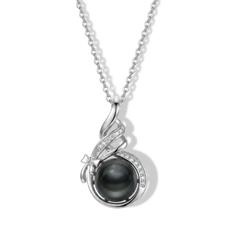 D'Joy Tahiti Perle (10-11mm) und Moissanit Anhänger mit 45cm Kette, 925 Silber rhodiniert
