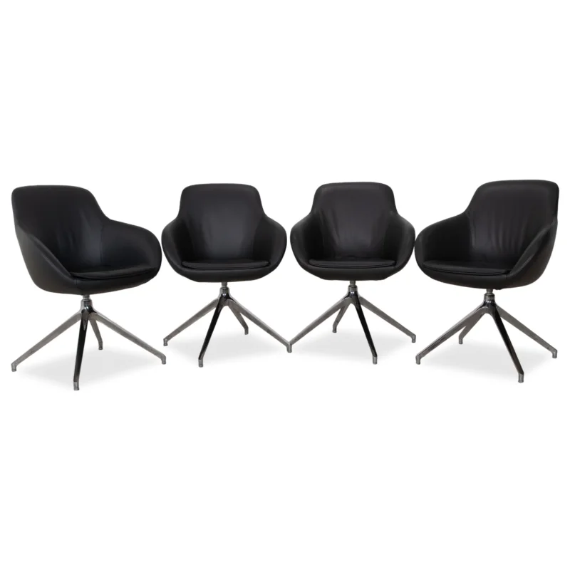 4er Garnitur Signet Mailo Leder Stuhl Braun Grau Esszimmer
