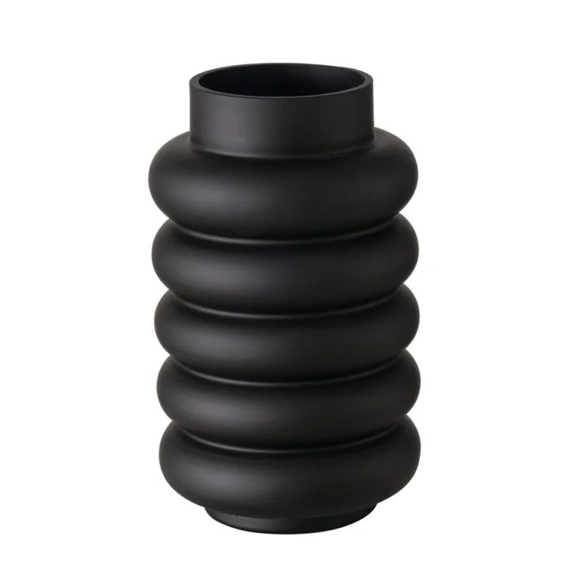 BOLTZE Vase Ribbo modern Glas schwarz matt rund 25 cm