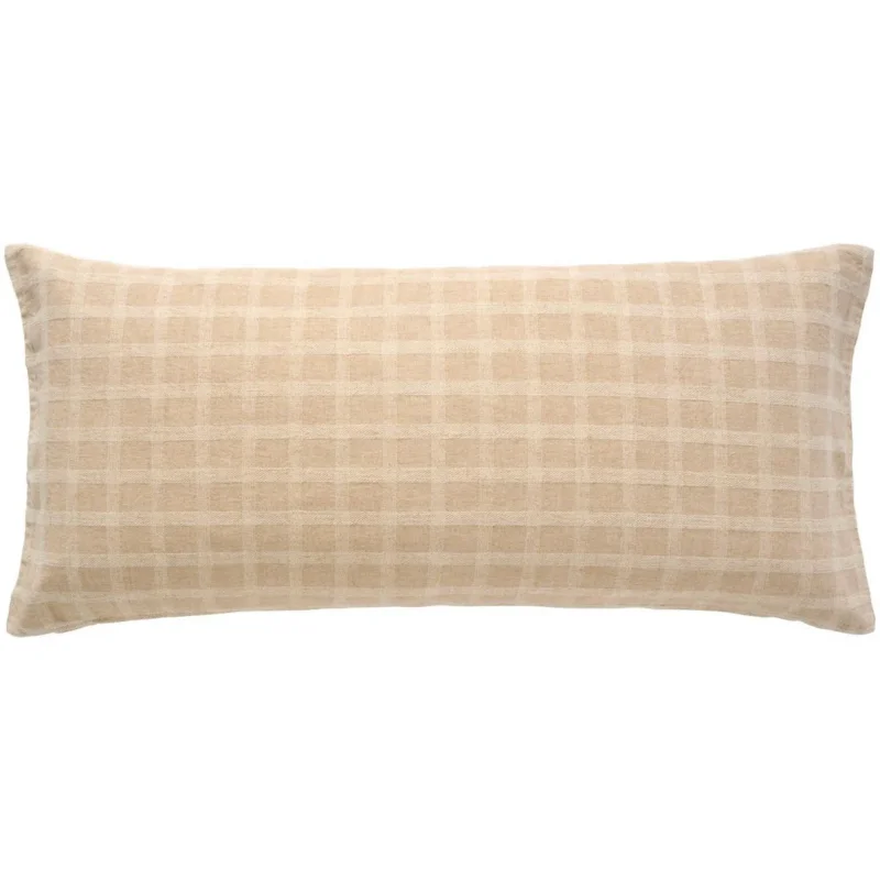 Ib Laursen – Kissenbezug Karo Ton-in-Ton natur 35 × 80 cm