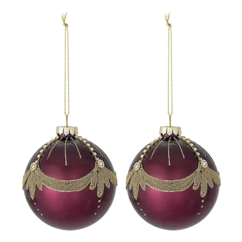 Bloomingville Suman Weihnachtskugeln Rot Glas 2er Set Christbaumschmuck