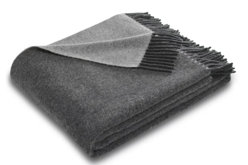 Biederlack Wollplaid Doubleface 130x170 anthracite-grey