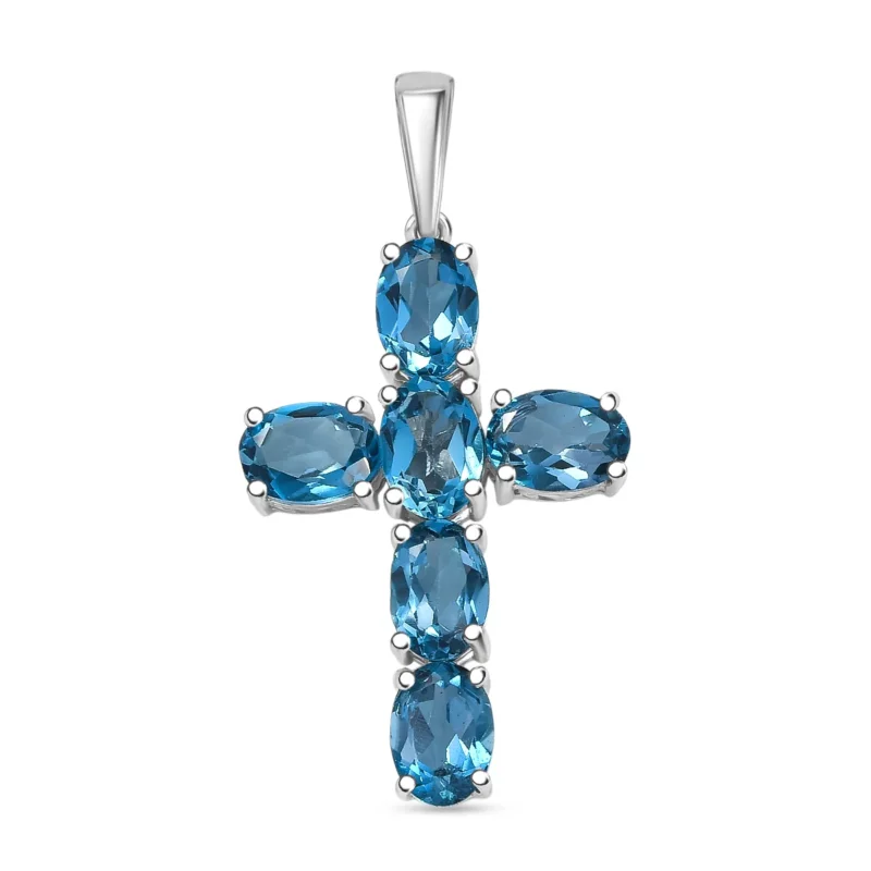 D'Joy London Blau Topas Anhänger 925 Silber rhodiniert ca. 5.65 ct