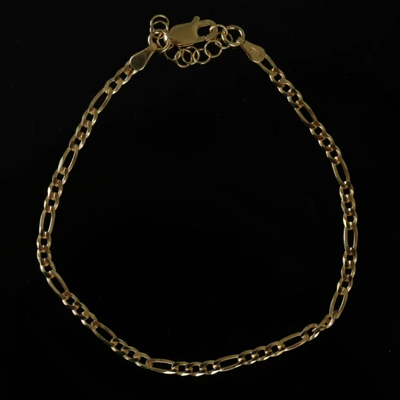 Italienisches Figaro-Armband ca. 18 cm + 2.5 cm Extender, 925 Silber vergoldet cm ca. 2,39g