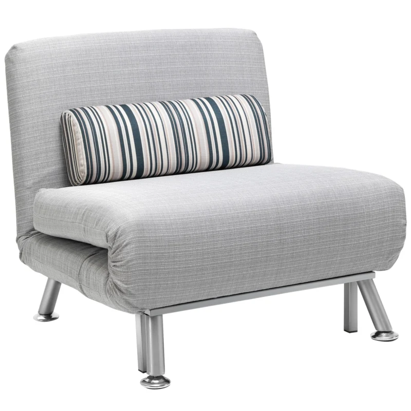 easycomfort easycomfort poltrona letto in ferro e cotone con cuscino a righe 75 x 70 x 75cm grigio ean 8055776914640