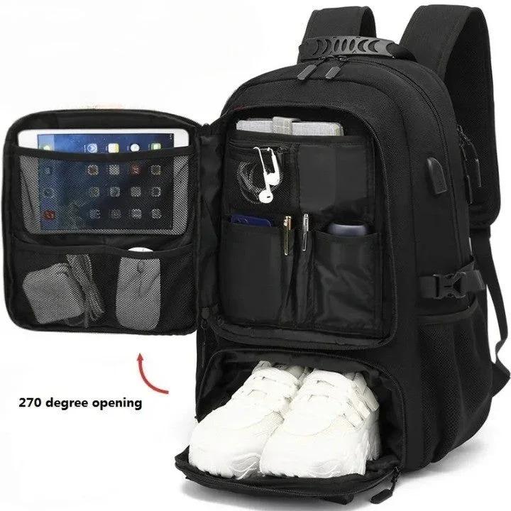 TechTrek Pro Explorer Rucksack mit USB-Anschluss – 50L-80L Reise Kapazität | Karnz