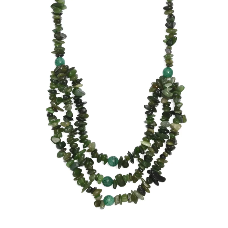 EVER TRUE Nephrit, Grüner Aventurin Halskette ca. 45 cm Nickelfreies Messing Platiniert ca. 394.00 ct