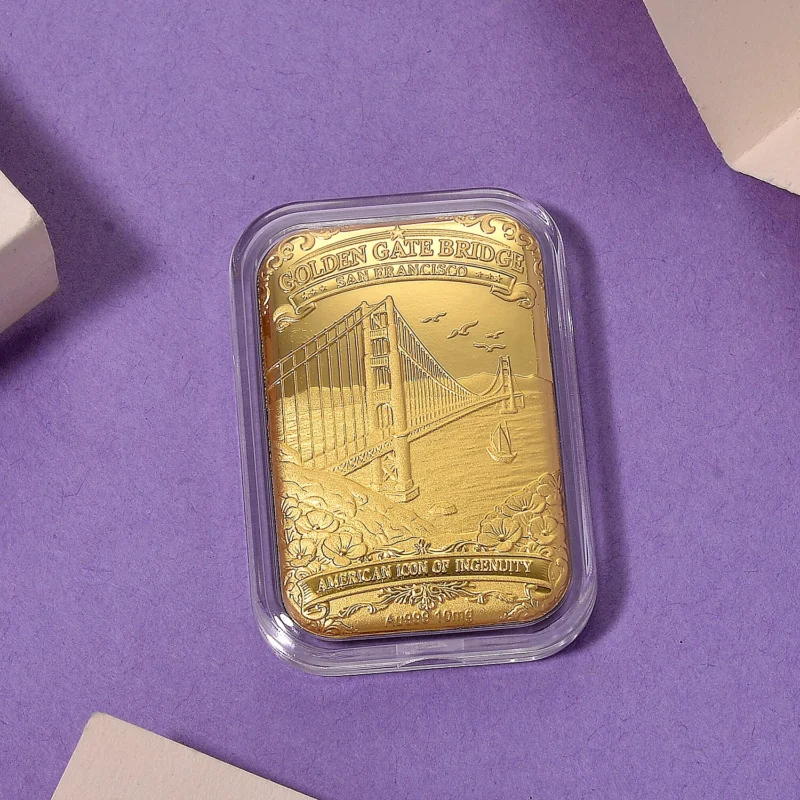999er Goldfolie mit Golden Gate Bridge San Francisco-Motiv, 2,6x4cm, 10mg