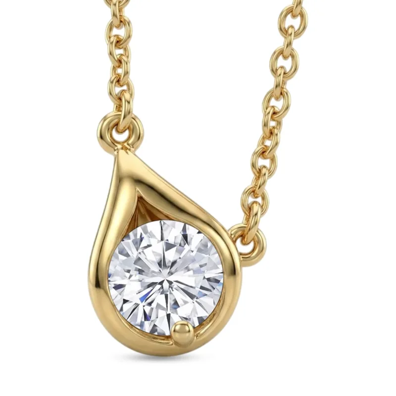 D'Joy 100 Facetten Moissanit Halskette ca. 50 cm 925 Silber 750 Vergoldet ca. 0.81 ct