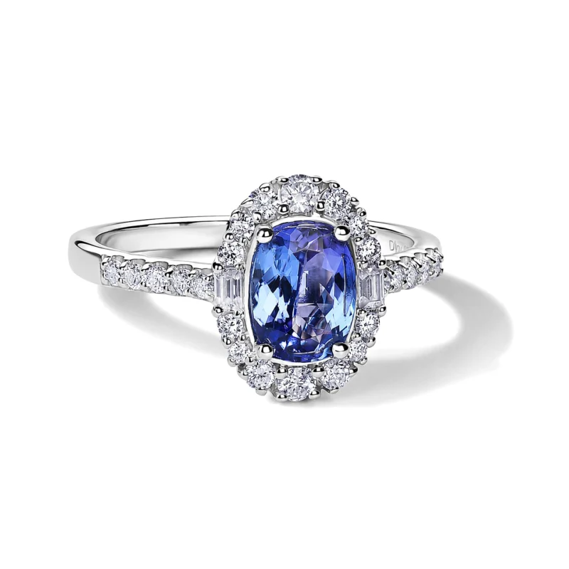 D'Joy AA Tansanit, Moissanit Ring 925 Silber Rhodiniert (Größe 17.00) ca. 1,90 ct