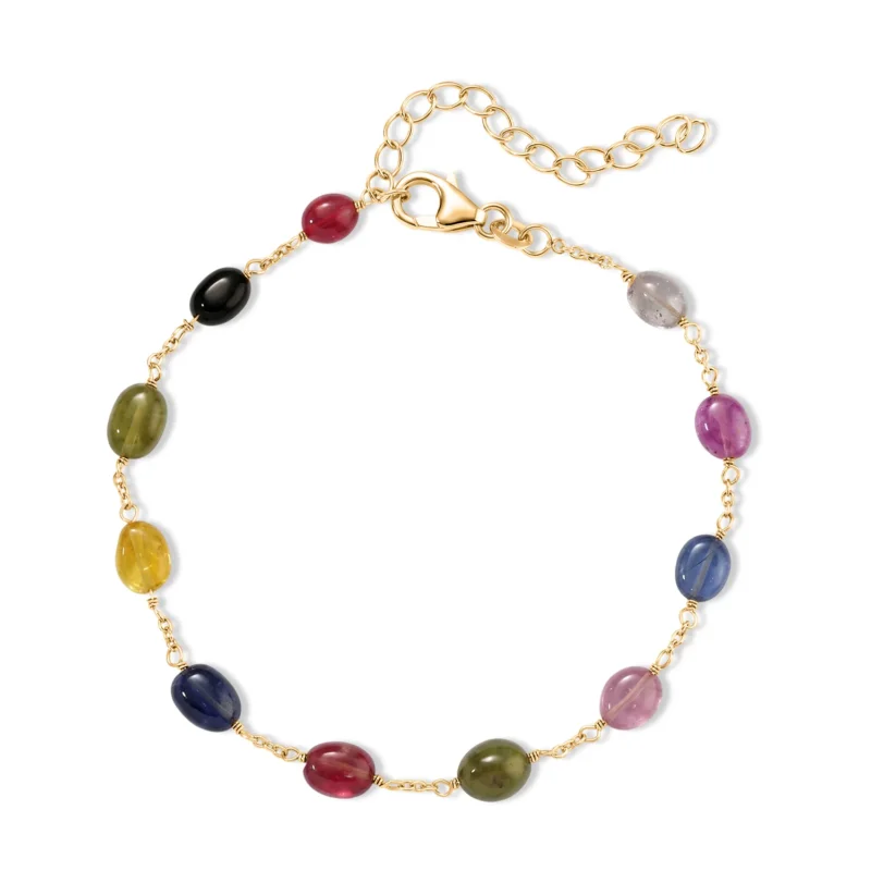 D'Joy AA Mehrfarbig Saphir Armband ca. 19 cm 925 Silber 750 Gelbgold vermeil ca. 18,00 ct.