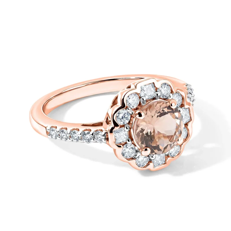 D'Joy AAA Morganit, Moissanit Ring 925 Silber 750 Roségold vermeil (Größe 17.00) ca. 1,57 ct