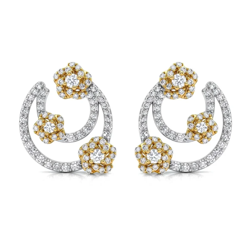 LUXURIANT SGL zertifizierte SI-GH Labor Diamant Ohrringe, 925 Silber rhodiniert und 750 Gelbgold Vermeil - 1 ct.