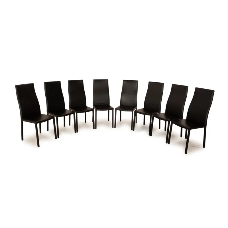 8er Garnitur Bonaldo Milena Leder Stuhl Schwarz Esszimmer