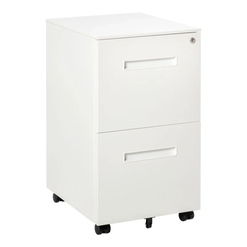 easycomfort easycomfort cassettiera ufficio con ruote schedario portadocumenti a 2 cassetti con serratura e 2 chiavi in acciaio 39x48x67cm bianco