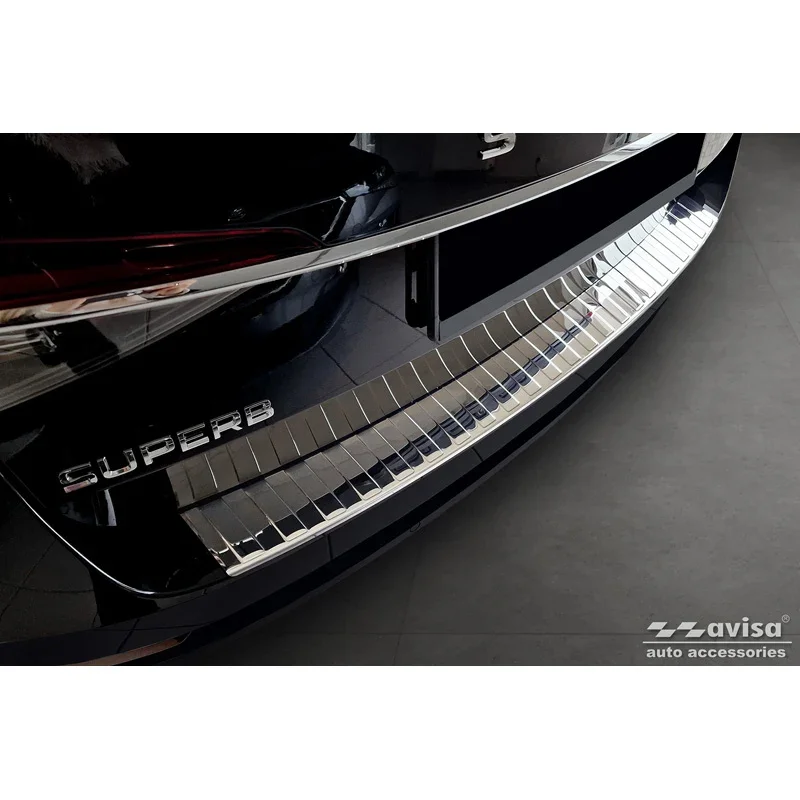 Avisa, Chrom Edelstahl Heckstoßstangenschutz passend für Skoda Superb Combi 2015-2019 incl. Facelift 2019-2024 & Scout Ribs