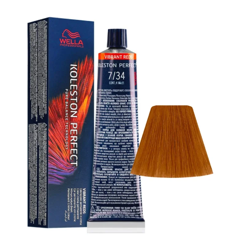 Wella Koleston Perfect Vibrant Reds 7/34 Biondo Medio Oro Ramato 60ml - colorazione permanente