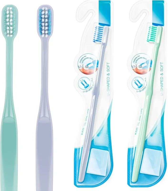 Kieferorthopädische Zahnbürste U-förmiger weicher Bürstenkopf 4er Pack