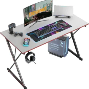 Gaming Schreibtisch Kohlefaseroberfläche Kopfhörerhaken 100x50 Grey