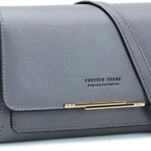 Kleine Damen Umhängetasche PU Leder Crossbody Handytasche dunkelgrau