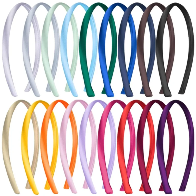 Satin Stirnbänder 18 Stück DIY Haarreifen Rutschfest 1cm - Buntes