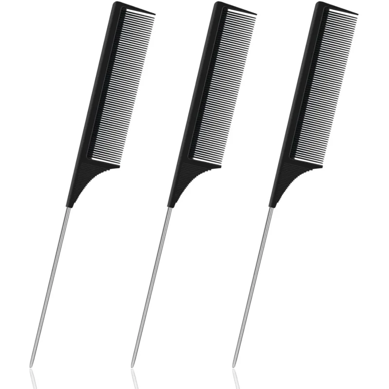Kohlefaser Stielkamm Set Feinzahn Anti-Static Hair Comb