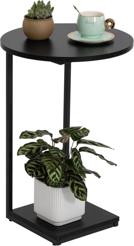Beistelltisch Runder Couchtisch 40x40x60cm Schwarz