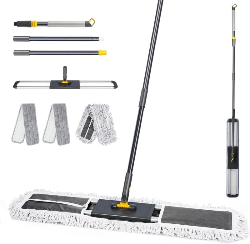 Flacher Bodenwischer 154cm Set Baumwolle & Mikrofaser Pads