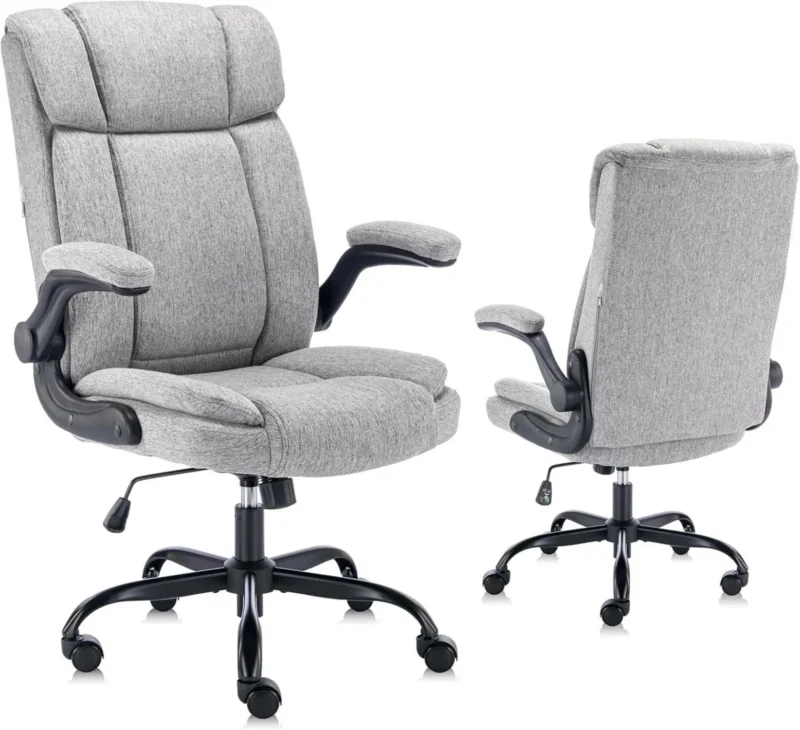 Ergonomischer Bürostuhl 150KG Belastbarkeit Stoff Grau Armlehnen