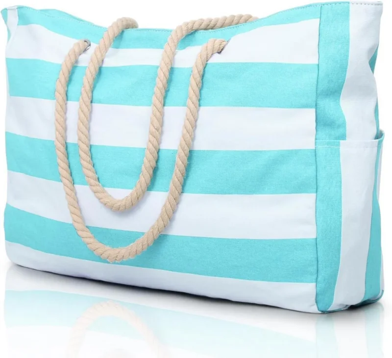 Stilvolle XXL Strandtasche mit Reißverschluss B-seegrün