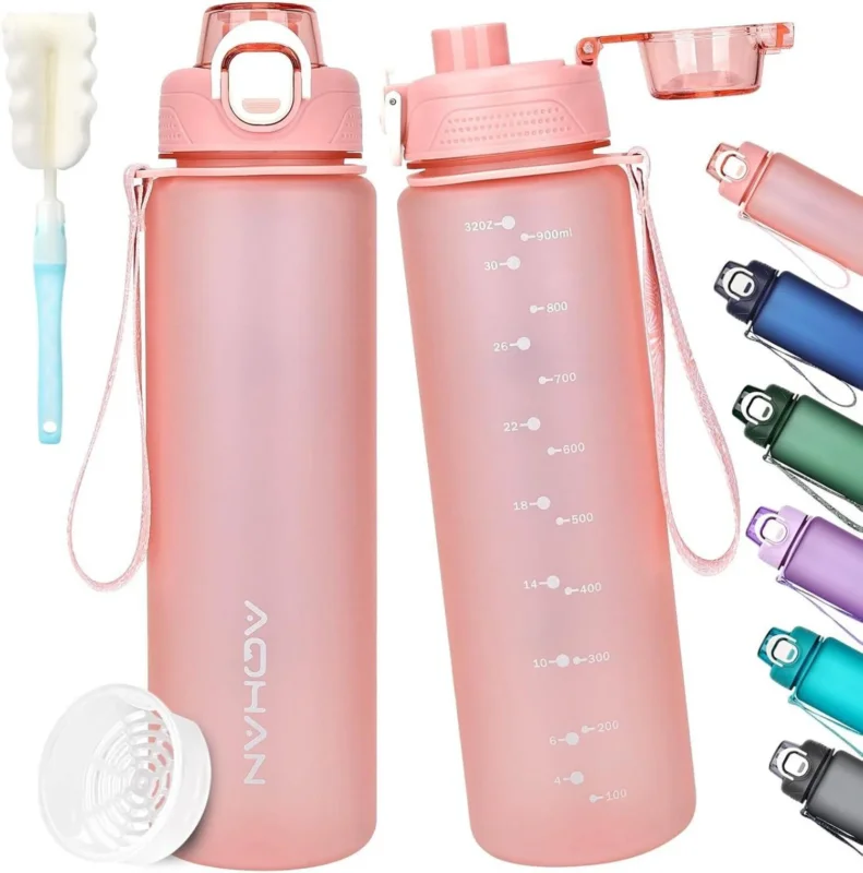 Trinkflasche 1l BPA frei Sport Wasserflasche Auslaufsicher Filter