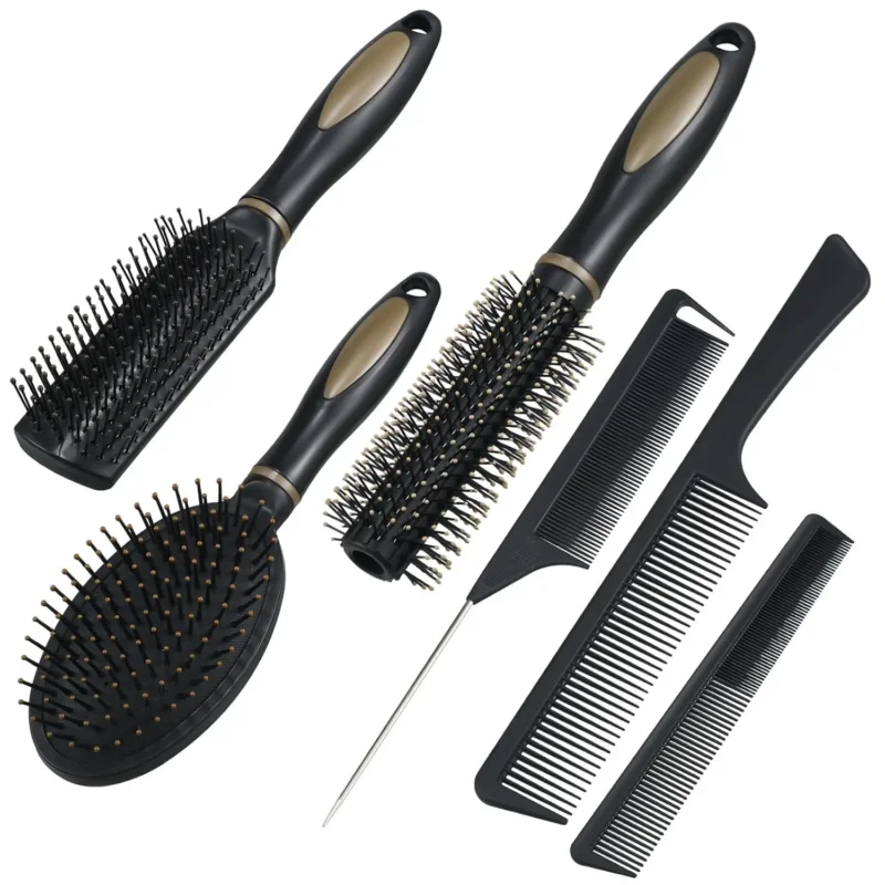 6-teiliges Haarbürsten Set für Frauen und Männer, Heimgebrauch, Reisen