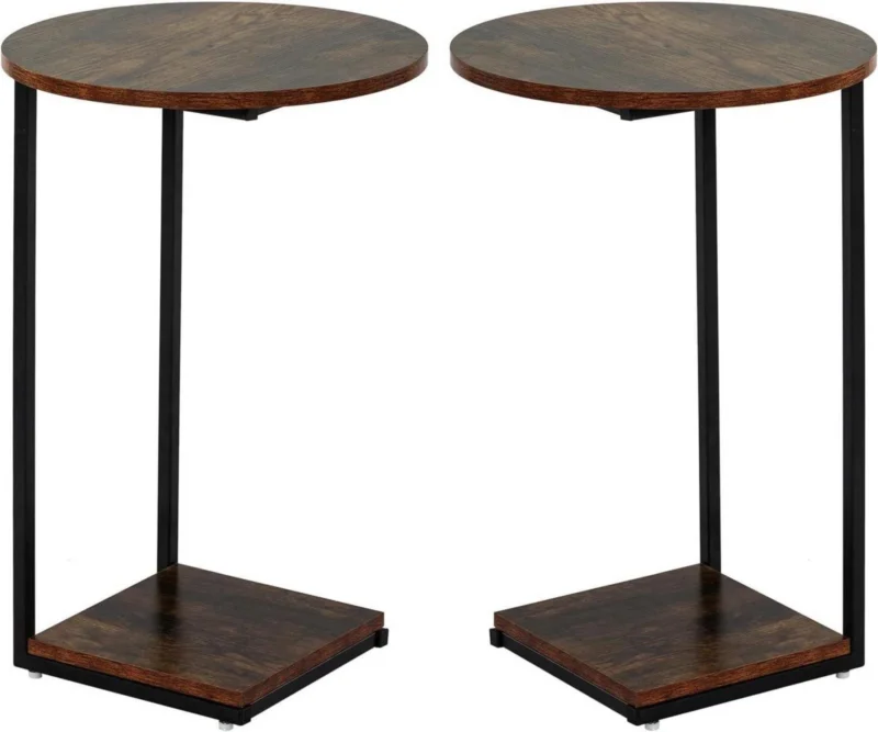 Runder Beistelltisch Set Vintagebraun 40x40x60cm
