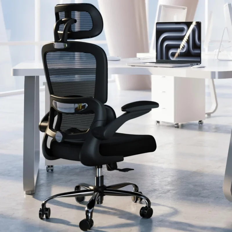 Ergonomischer Mesh Bürostuhl Schwarz Höhenverstellbar Drehstuhl