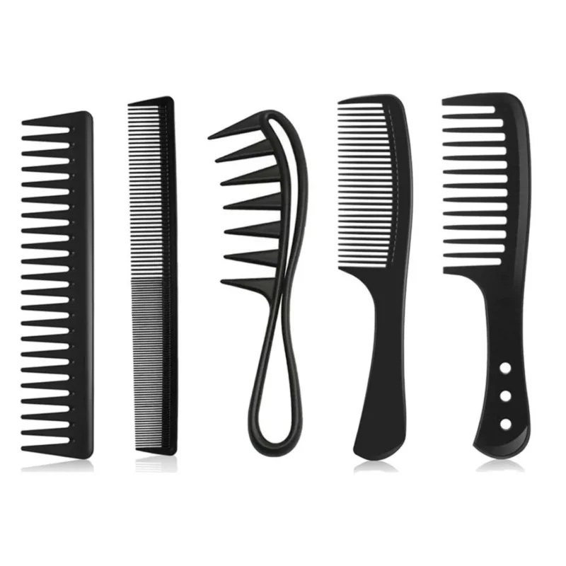 Professionelles Haarkamm-Set 5 Stück Kunststoff Schwarz