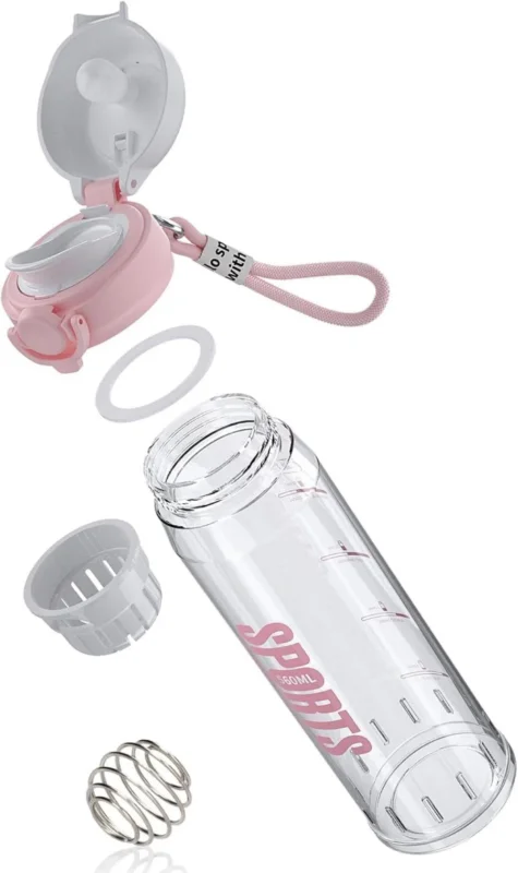 Protein Shaker 560ml Auslaufsicherer Fitnessshake Rosa