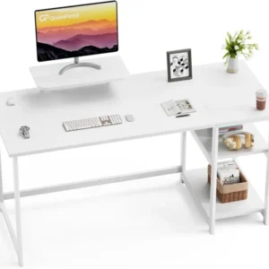 Schreibtisch mit Stauraum und Monitorständer 140cm
