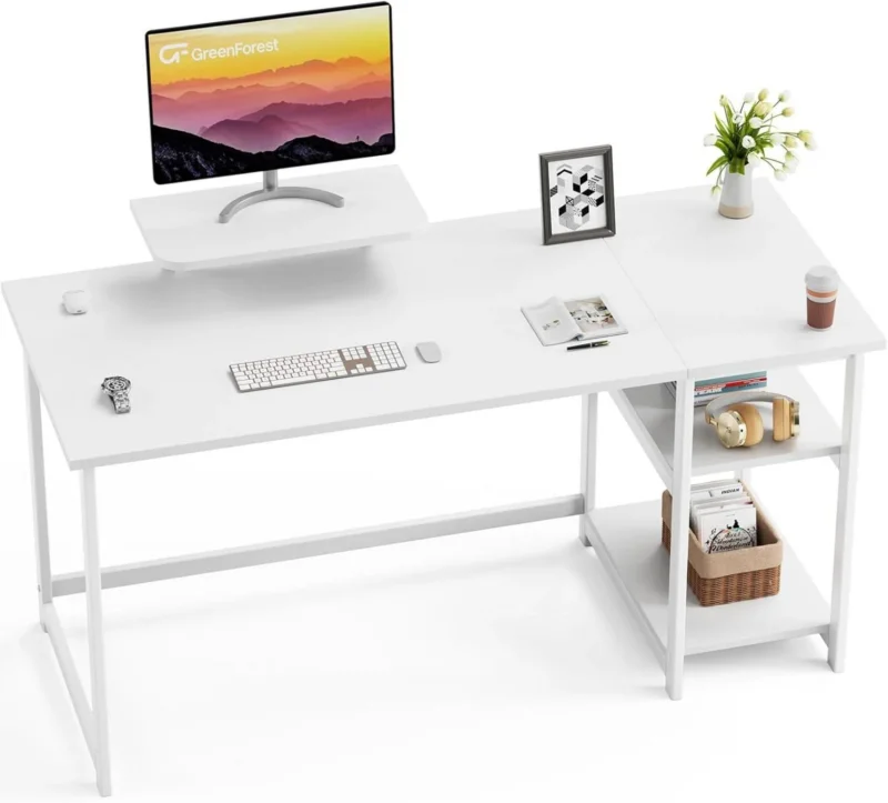 Schreibtisch mit Stauraum und Monitorständer 140cm